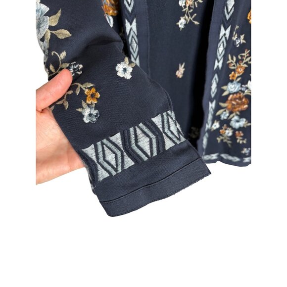 Driftwood Shelly Floral Embroidered Hooded Sweater-sz XS - Picture 7 of 13